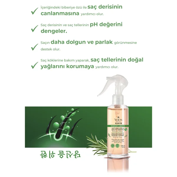 Yoon 2'li Biberiye Saç Bakım Suyu & Saç Maskesi - Dökülmeye Karşı, Hızlı Uzama, Besleyici Saç Bakımı - Ry-83638 - Görsel 5