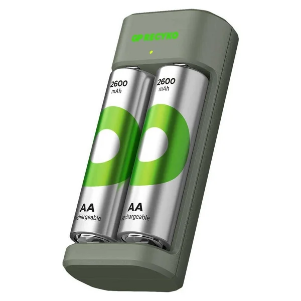 Gp E221 USB Pil Şarj Aleti + 2600 mAh 2'li Şarjlı Aa Kalem Pil - Görsel 2