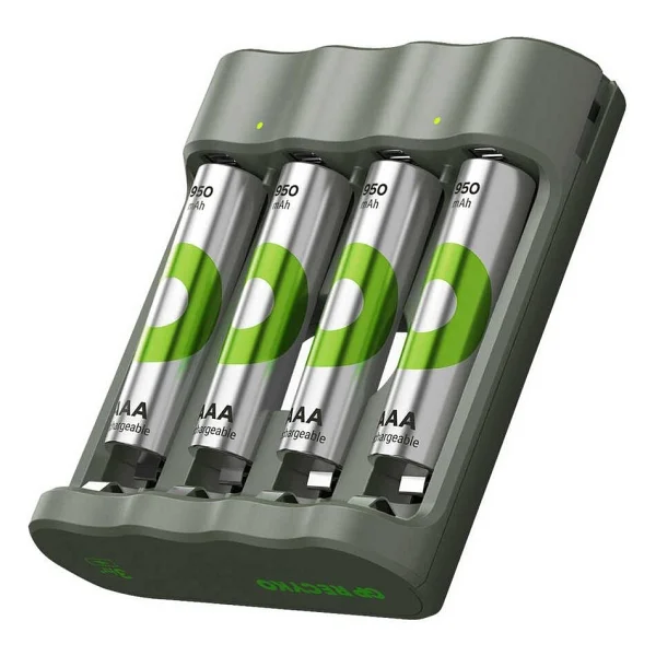 Gp Recyko B441 USB Pil Şarj Aleti + 950 mAh 4'lü Şarjlı Aaa İnce Kalem Pil - Görsel 5