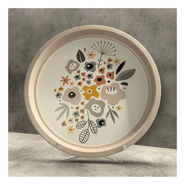 Sarkap Home 34 cm Soft Çiçekler Metal Tepsi - Görsel 4