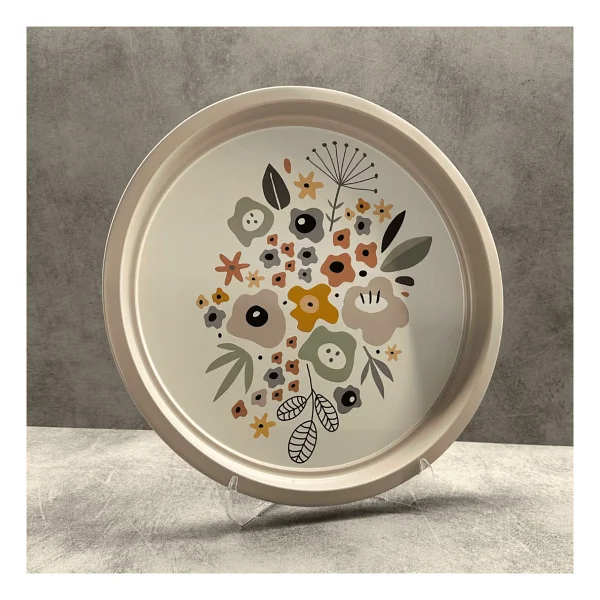 Sarkap Home 34 cm Soft Çiçekler Metal Tepsi - Görsel 5
