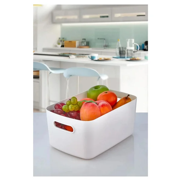 Şık 3.5 Litre Organizer Dolap Içi Buzdolabı Banyo Organizer Sepet Çok Amaçlı Organizer ( 1 Adet ) - Beyaz - Görsel 2