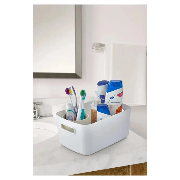 Şık 3.5 Litre Organizer Dolap Içi Buzdolabı Banyo Organizer Sepet Çok Amaçlı Organizer ( 1 Adet ) - Beyaz - Görsel 3
