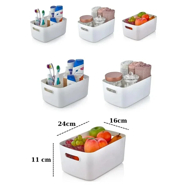 Şık 3.5 Litre Organizer Dolap Içi Buzdolabı Banyo Organizer Sepet Çok Amaçlı Organizer ( 1 Adet ) - Beyaz - Görsel 4