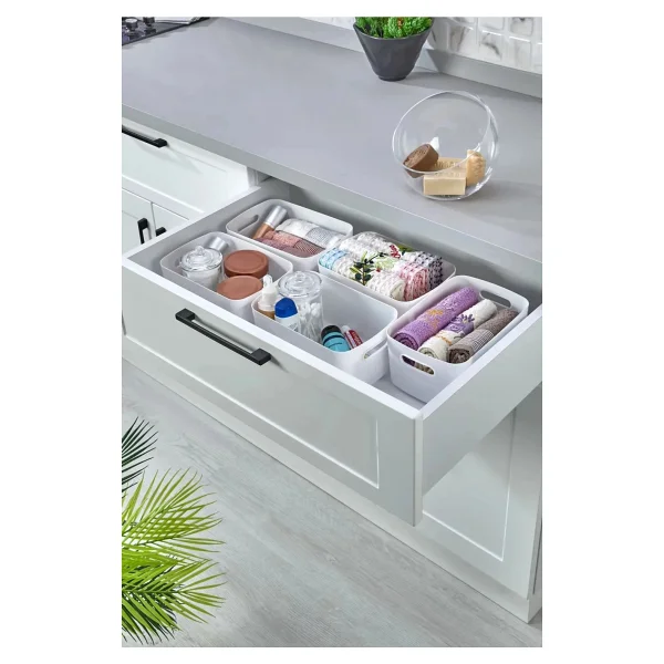 Şık 3.5 Litre Organizer Dolap Içi Buzdolabı Banyo Organizer Sepet Çok Amaçlı Organizer ( 1 Adet ) - Beyaz - Görsel 5