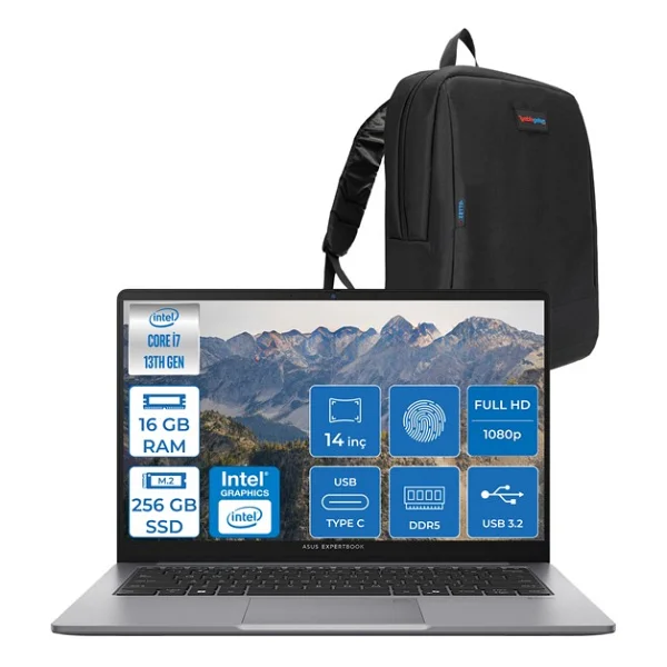 Asus Expertbook P1 P1403 Intel Core I7-13620h 32gb DDR5 4tb SSD Freedos 14" FHD Intel UHD Taşınabilir Bilgisayar Wp1403cvaı716512g0d20+Zettaçanta - Görsel 6