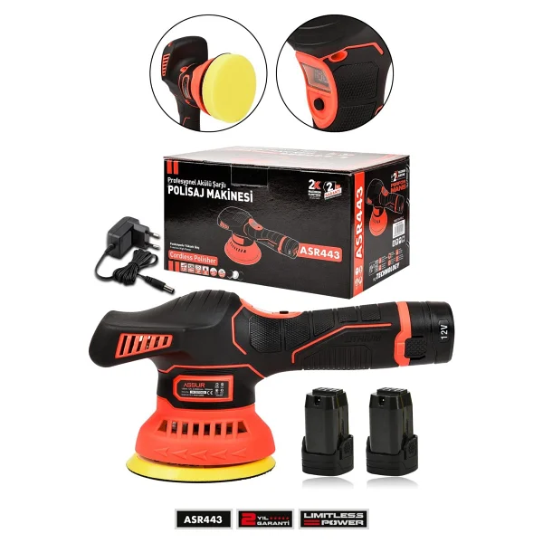 Assur 12v Orbital 6 Kademli Cila Pasta Parlatma Polisaj Makinesi - Görsel 4