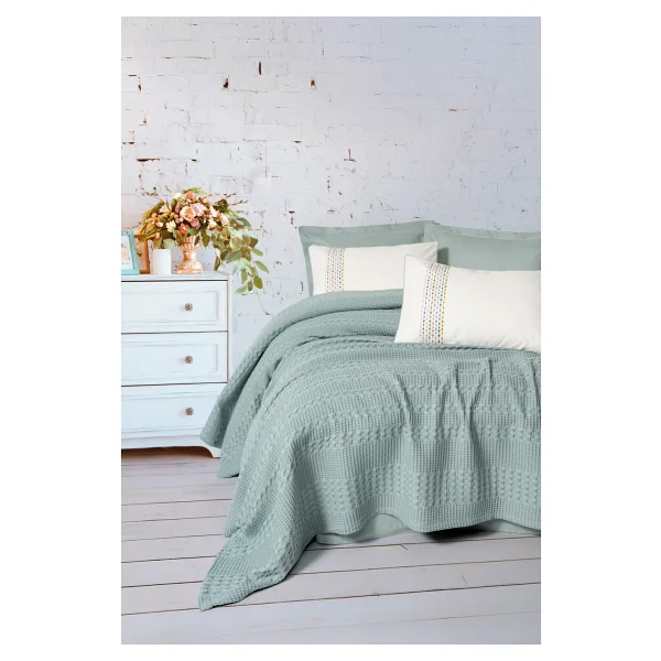 Cotton Box Aura Pebble Mint Tek Kişilik Pike Takımı - Görsel 2