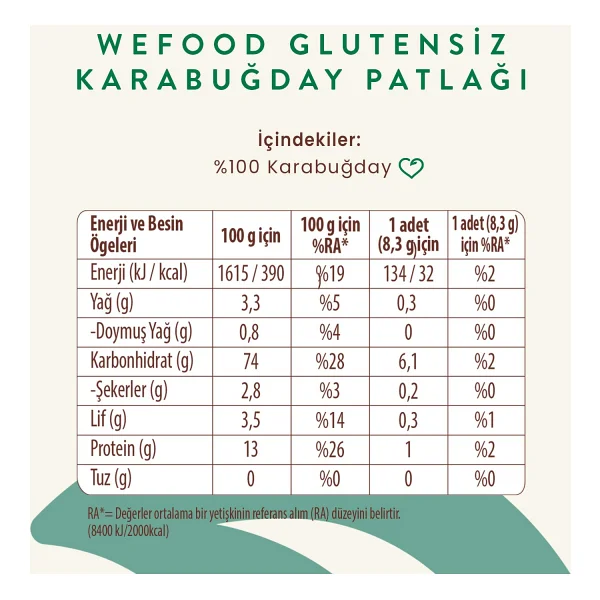 Wefood Glutensiz Karabuğday Patlağı 100 Gr - Görsel 5