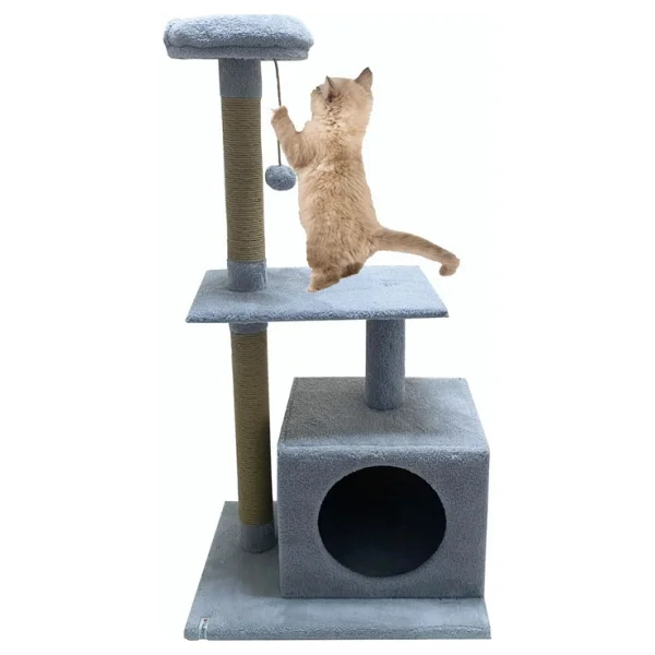 Nursoft Beyaz Kedi Tırmalama Ve Oyun Evi Platformu - Görsel 5