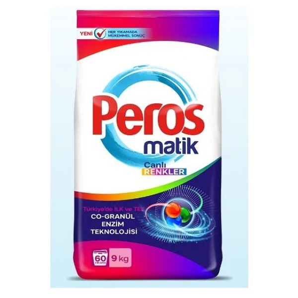 Peros Matik Canlı Renkler 9 kg Renkliler için Toz Çamaşır Deterjanı - Görsel 2