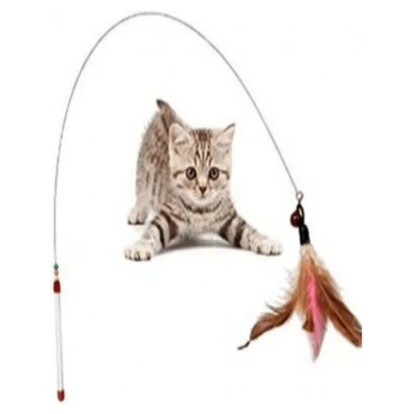 Pribor Tüylü Çıngıraklı Kedi Yakalama Oyun Oltası 90 Cm - Görsel 3