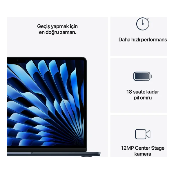 MacBook Air M4 16 GB 256 GB SSD 13.6" Mw123tu/A Gece Yarısı - Görsel 10