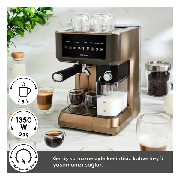 Karaca MyCaffe Barista S10 Walnut Brown Yarı Otomatik Espresso Makinesi - Görsel 10