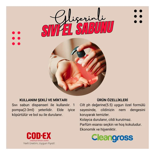 Cod-Ex Sıvı El Sabunu Krem Kokulu 4 L X 4 Adet - Görsel 3