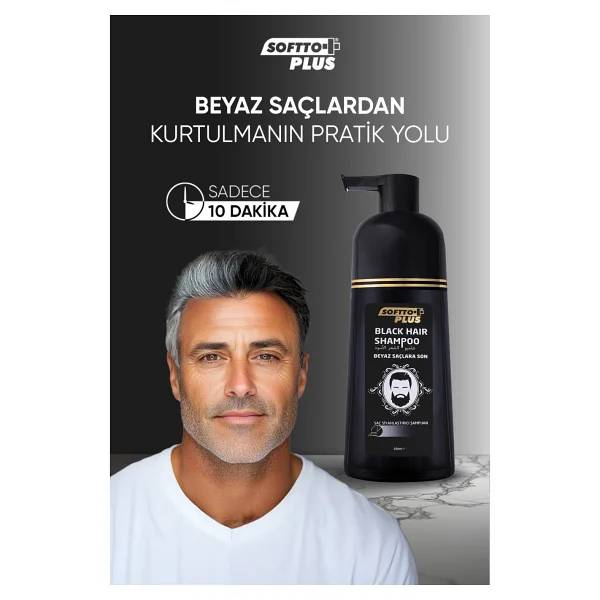 Softto Plus Black Haır Doğal Görünümlü Shampoo Ve Özel Renk Koruyucu Şampuan Paketi - Görsel 2