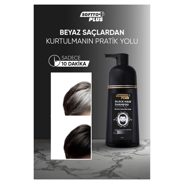 Softto Plus Black Haır Doğal Görünümlü Shampoo Ve Özel Renk Koruyucu Şampuan Paketi - Görsel 3
