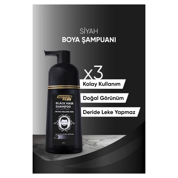 Softto Plus Black Haır Doğal Görünümlü Shampoo Ve Özel Renk Koruyucu Şampuan Paketi - Görsel 4