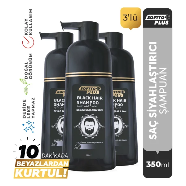 Softto Plus Black Hair Doğal Görünümlü Şampuan 350 Ml X 3 Adet - Görsel 5
