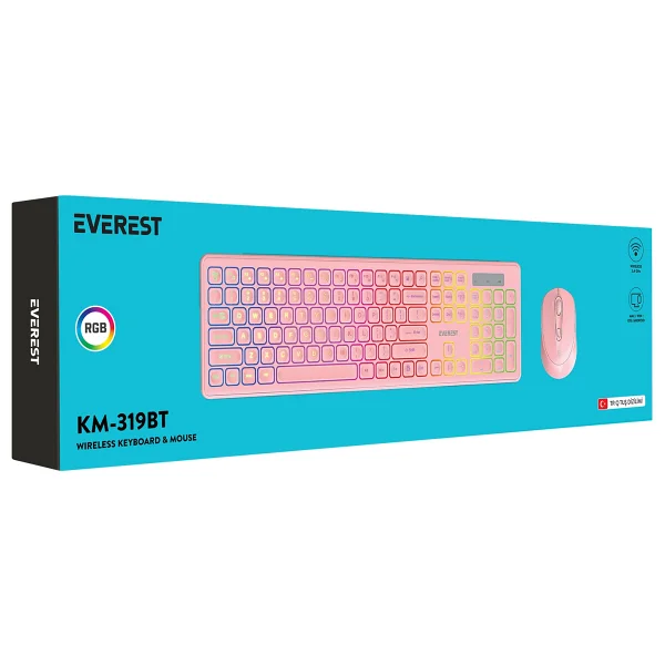 Everest Km-319bt Pembe Kablosuz Klavye Mouse Seti - Görsel 5