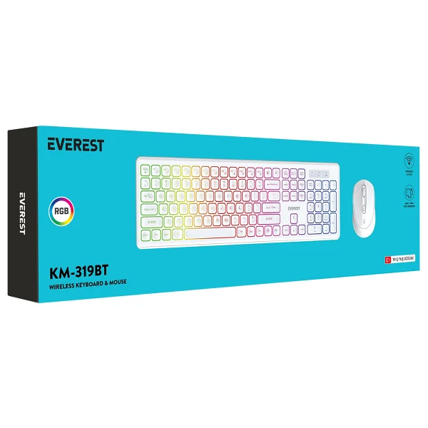 Everest Km-319bt Beyaz Kablosuz Klavye Mouse Seti - Görsel 5