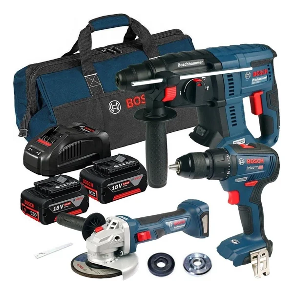 Bosch Gsr 18v-50 + Gbh 180 + Gws 180 18 V 5.0 Ah Elektrikli El Aletleri Seti - Görsel 7