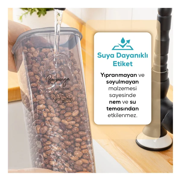 Vienev 25'li Etiketli Hava Geçirmez Erzak Ve Baharat Saklama Kabı Seti Beyaz - Görsel 3
