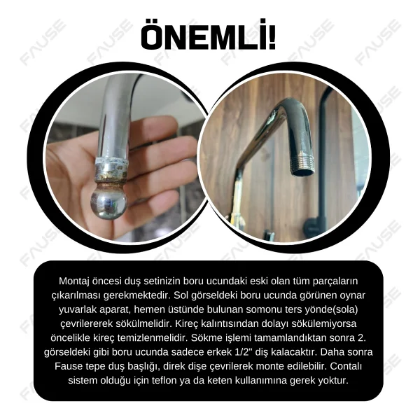 Fause Ktd101 Kare Slim Tepe Duş Başlığı - Görsel 2