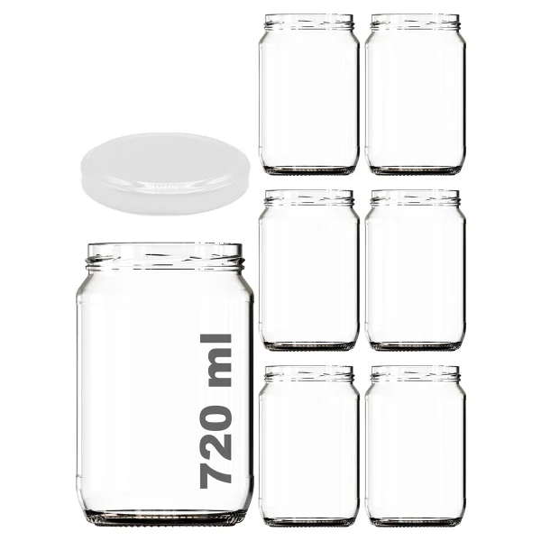 Afracam 720 Ml Metal Beyaz Kapaklı Bal Kavanozu 720 Cc Şeffaf Konserve Kavanoz 6 Adet (1 Kg Bal Alır) - Görsel 6