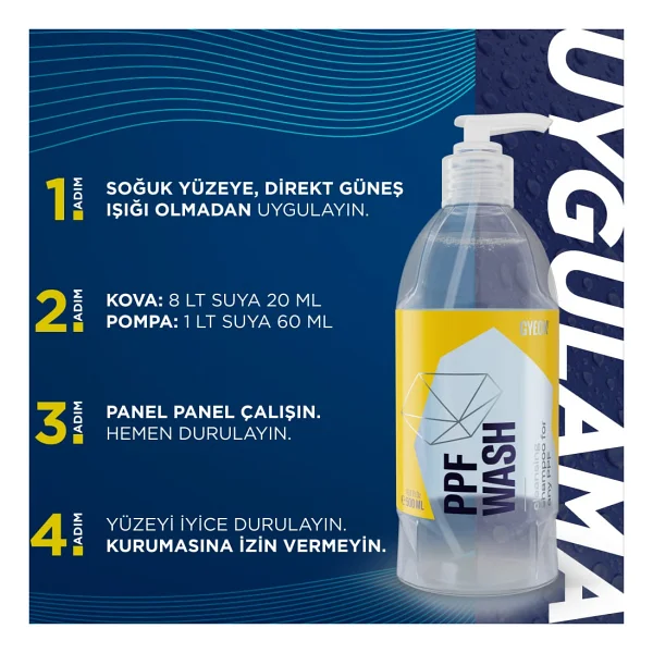 Gyeon Q2m Ppf Wash Ppf Folyo Kaplı Araçlara Özel Yıkama Şampuanı - 500 Ml -Demir Tozu Sökücü - Görsel 3