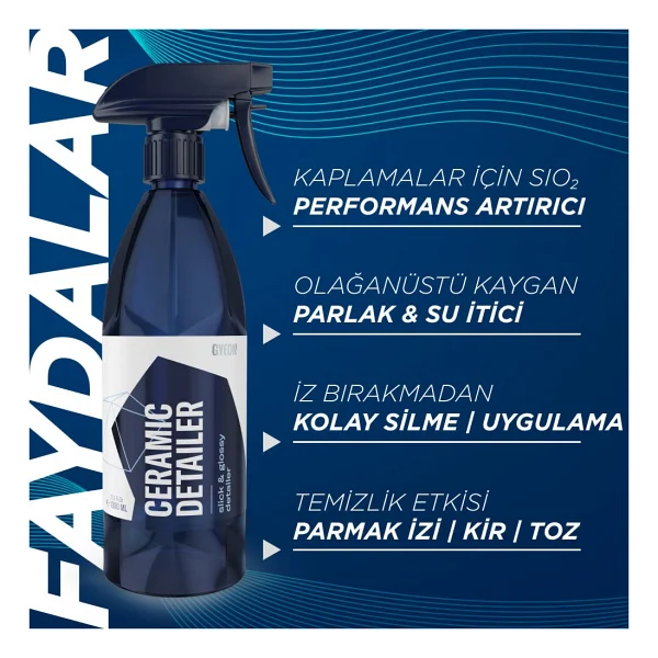 Gyeon Q2m Ceramicdetailer Seramik Yüzey Detaylandırıcı Ve Parlatıcı - 1000 Ml -Su İtici Oto Cila - Görsel 2