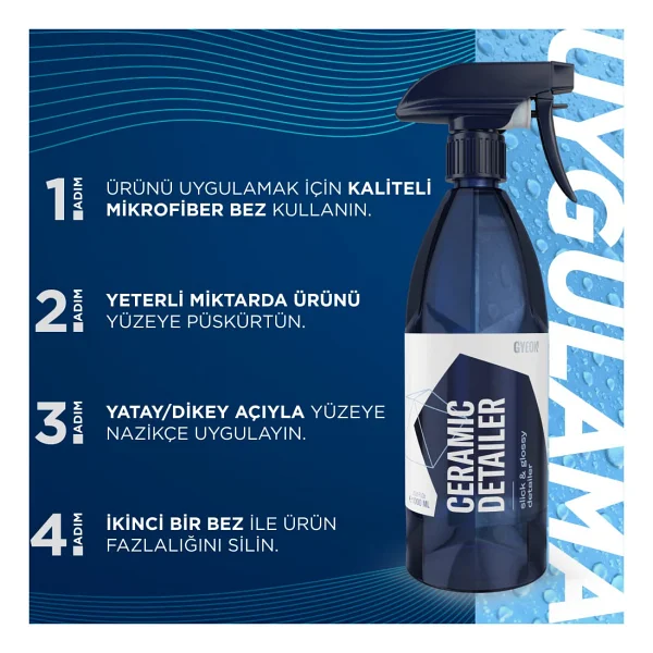 Gyeon Q2m Ceramicdetailer Seramik Yüzey Detaylandırıcı Ve Parlatıcı - 1000 Ml -Su İtici Oto Cila - Görsel 3