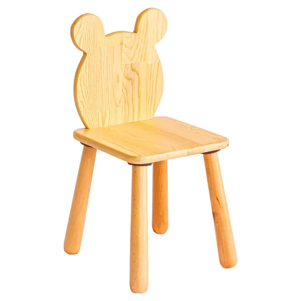 Wood & Joy Doğal Ahşap Çocuk Sandalye Ayı - Ceviz - Görsel 8