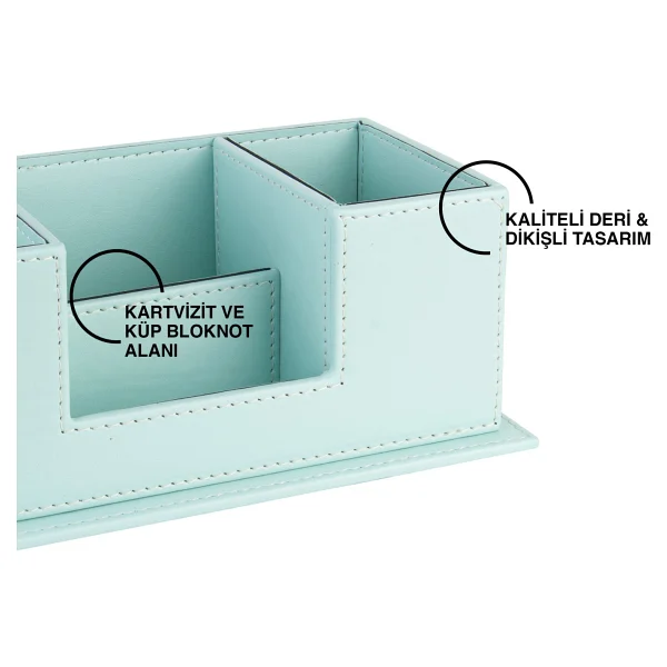 Masaüstü Deri Organizer Kalemlik 4 Gözlü Desktop Organizer Rainbow Vegan 10x12x25 Cm. - Görsel 4