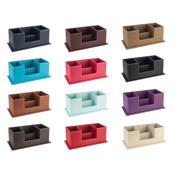 Masaüstü Deri Organizer Kalemlik 4 Gözlü Desktop Organizer Rainbow Vegan 10x12x25 Cm. - Görsel 5