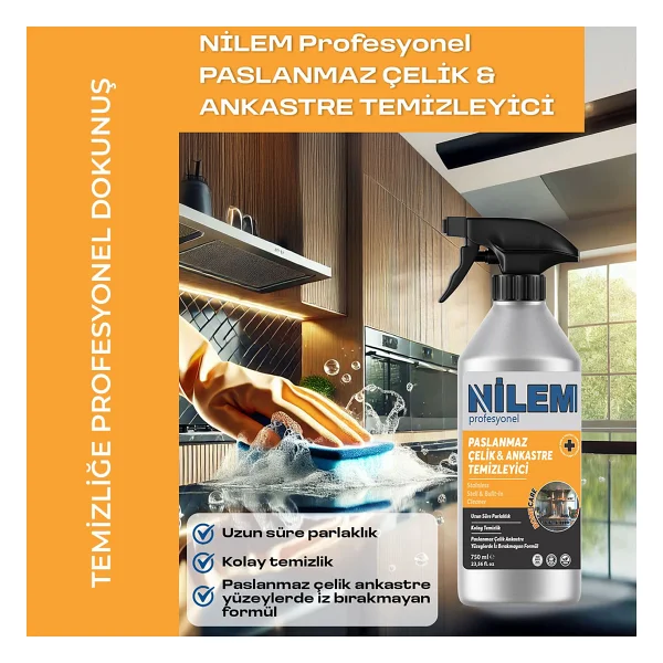 Nilem Profesyonel Paslanmaz Çelik Ve Ankastre Temizleyici 750 Ml - Görsel 4