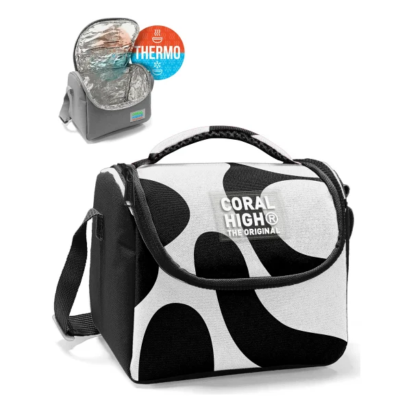 Coral High 22787 Siyah-Beyaz Desenli Termoslu Beslenme Çantası - Görsel 6