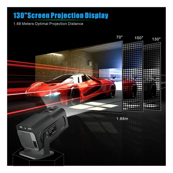 4K Projektör Hy320-1920x1080 Full HD Projeksiyon Cihazı, 12000 Lümen Yüksek Parlaklık Seviyesi, Uzaktan Kumandalı, Wi-Fi 6, Bluetooth 5, Android TV 11, 40"-130" Geniş Ekran Projeksiyon Cihazı - Görsel 3