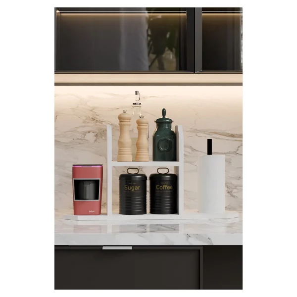 Barin Design Mutfak Düzenleyici Raf ,Baharatlık, Kağıt Havluluk , Kahve Köşesi Standı, Peçetelik Tezgahüstü Raf - Beyaz - Görsel 2