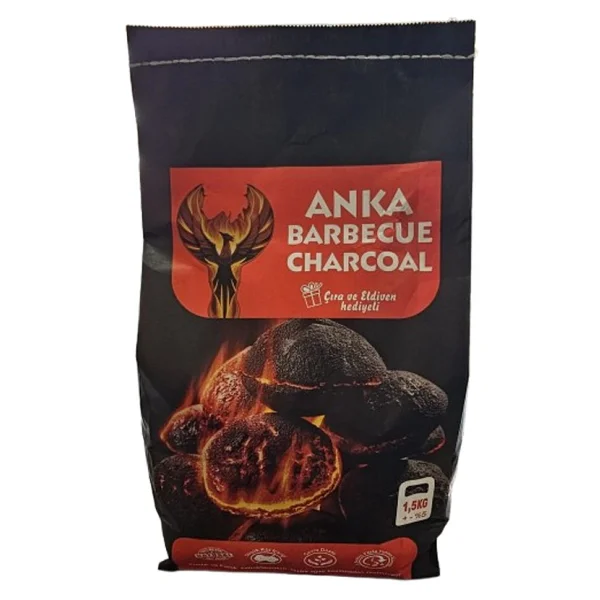 Tezyak Anka Barbecue Charcoal Mangal Kömürü 1,5 Kg Çıra Eldiven Hediyeli - Siyah - 1 Adet - Görsel 4