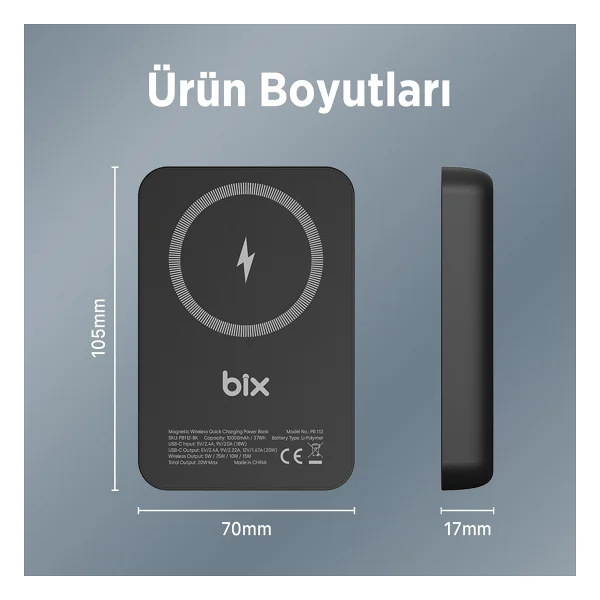 Bix Pb112 10000 mAh Hızlı Şarj Magsafe Powerbank - Görsel 5