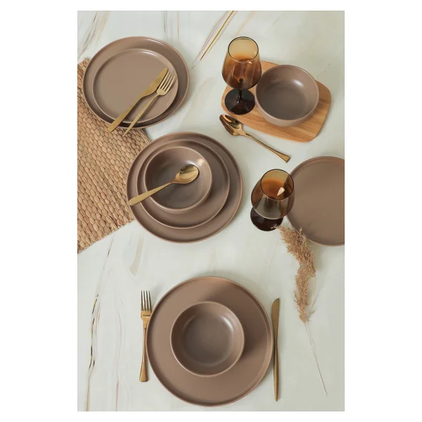 Keramika Nordic Mat Toprak Taupe 18 Parça 6 Kişilik Yemek Takımı - Görsel 2