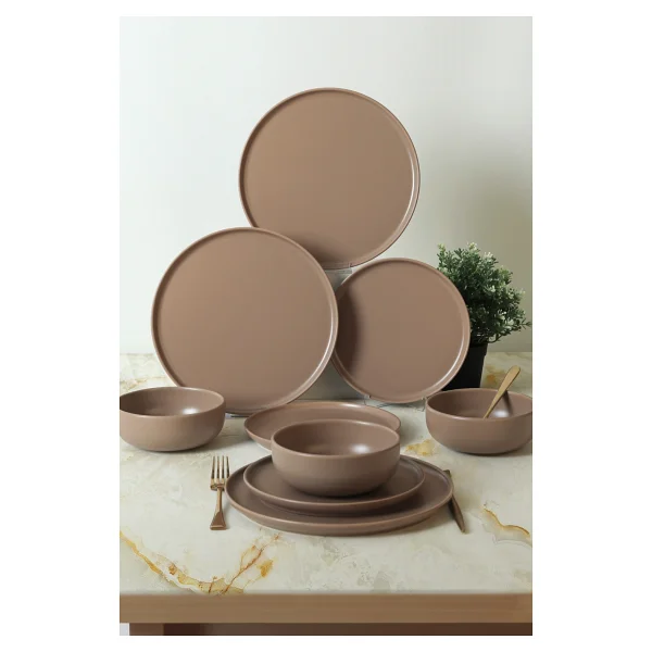 Keramika Nordic Mat Toprak Taupe 18 Parça 6 Kişilik Yemek Takımı - Görsel 3