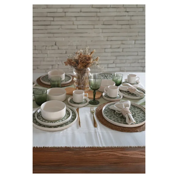 Keramika Timeless Green Stackable 21974-75 20 Parça 4 Kişilik Kahvaltı Ve Yemek Takımı - Görsel 8