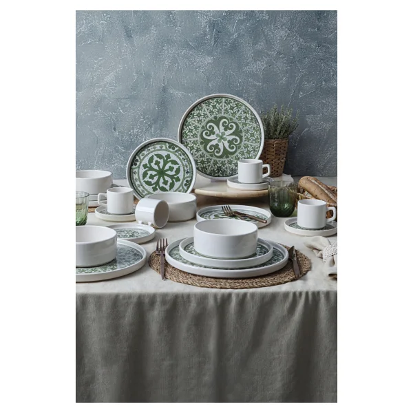 Keramika Timeless Green Stackable 21974-75 20 Parça 4 Kişilik Kahvaltı Ve Yemek Takımı - Görsel 9