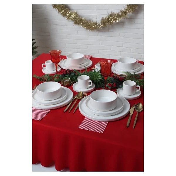 Keramika Stackable Mat Beyaz 20 Parça 4 Kişilik Yemek Takımı - Görsel 3