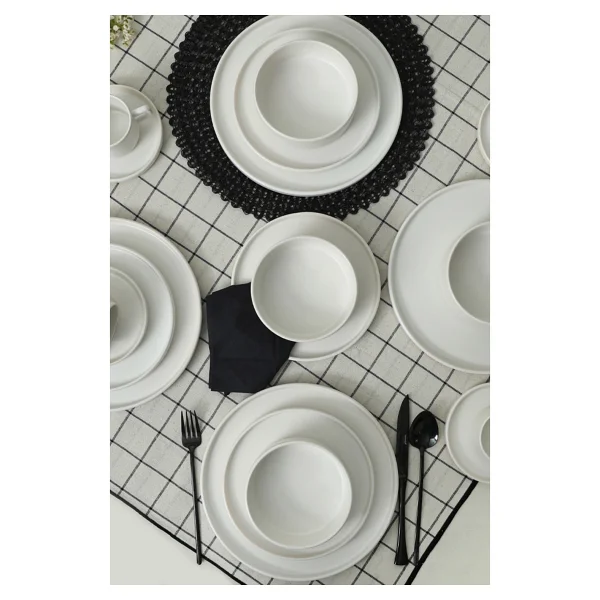 Keramika Stackable Mat Beyaz 20 Parça 4 Kişilik Yemek Takımı - Görsel 4