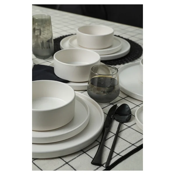 Keramika Stackable Mat Beyaz 20 Parça 4 Kişilik Yemek Takımı - Görsel 5
