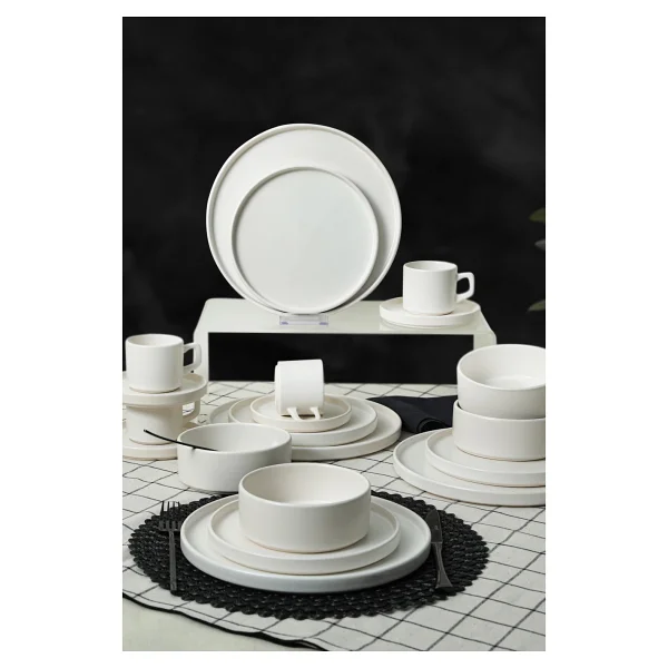 Keramika Stackable Mat Beyaz 20 Parça 4 Kişilik Yemek Takımı - Görsel 6