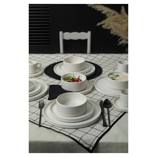 Keramika Stackable Mat Beyaz 20 Parça 4 Kişilik Yemek Takımı - Görsel 7